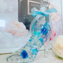 ブルー薔薇♡ガラスの靴 シンデレラ インテリア ハーバリウム♡ プレゼントにも♡creema限定 2枚目の画像