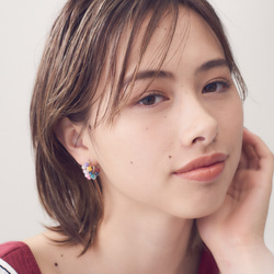 免運 SV925SF mix Agate pave pierced earrings / clip on 可変耳夾式 第6張的照片