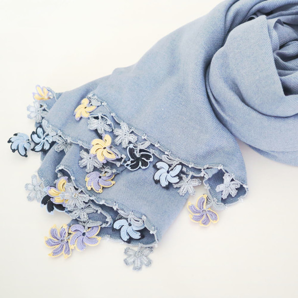 [Made to order] OYA pashmina shawl [WINDMILL] Winter sky 第5張的照片