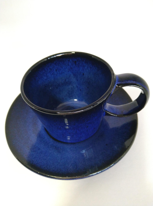 青釉コーヒーカップ&ソーサー          (No.1) 2枚目の画像