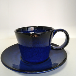 青釉コーヒーカップ&ソーサー          (No.1) 1枚目の画像