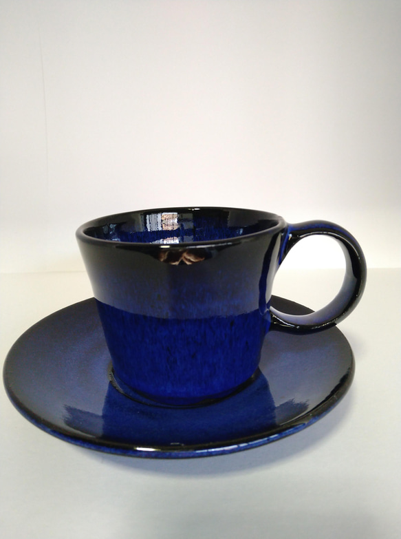 青釉コーヒーカップ&ソーサー          (No.1) 1枚目の画像