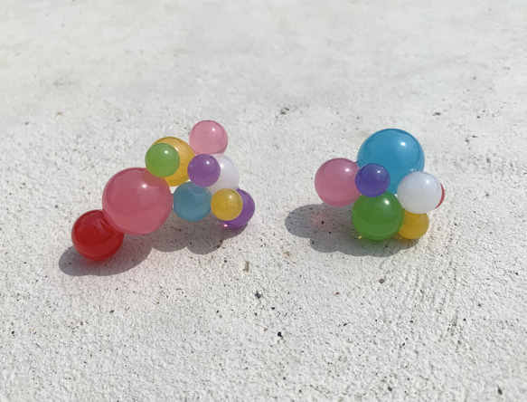 彩色泡泡耳環 第2張的照片