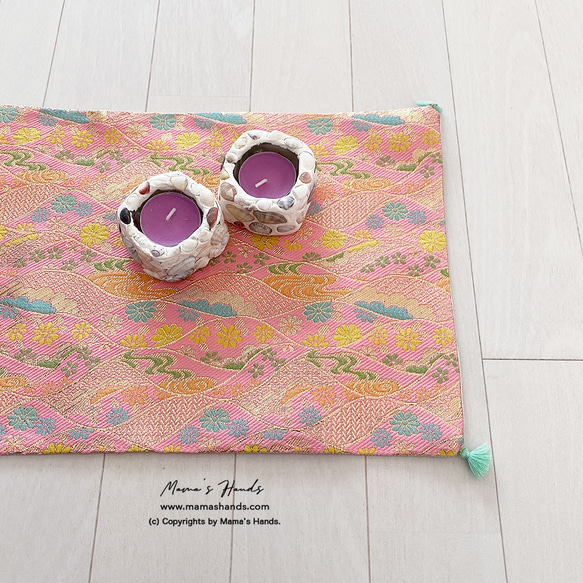 淡いピンク レース 花柄刺繍 着物ショール（サーモンピンク色の 