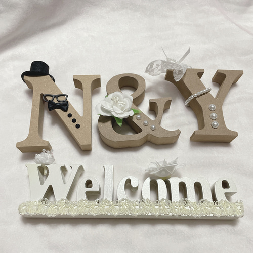 ともげ♬。様ご確認イニシャルオブジェ／ウェルカムオブジェ お得なセット価格】結婚式 玄関のお飾り オリジナルオブジェ