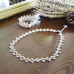 OYA crochet 43cm necklace [DIAMOND] Beige ＆ Gold 第4張的照片