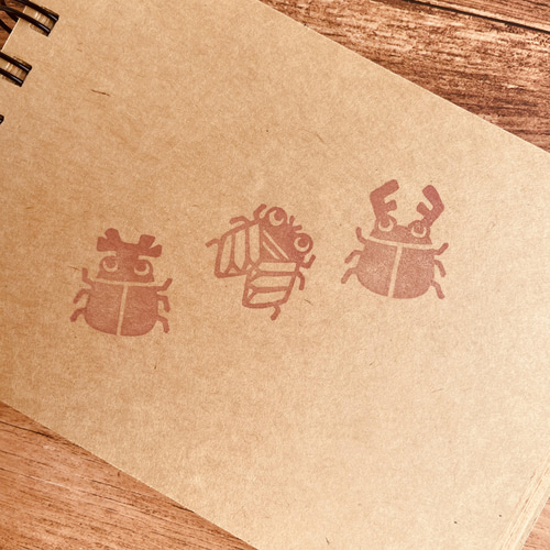 夏の虫はんこ3点セット/クワガタ・カブトムシ・セミ はんこ