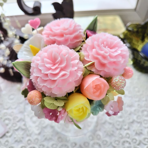 石鹸のカーネーションで香りのギフト～ソープカービング/石鹸彫刻/母の