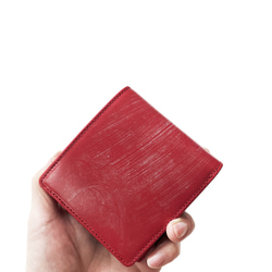 額外版「Basic」藝術皮夾馬勒皮革<Red>×國產小牛皮<Red>雙折錢包 第3張的照片