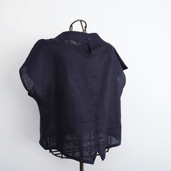 亞麻上衣優雅♪瓶頸上衣<Julia>海軍藍M尺寸 第11張的照片