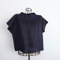 亞麻上衣優雅♪瓶頸上衣<Julia>海軍藍M尺寸 第9張的照片