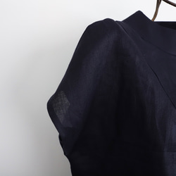 亞麻上衣優雅♪瓶頸上衣<Julia>海軍藍M尺寸 第14張的照片