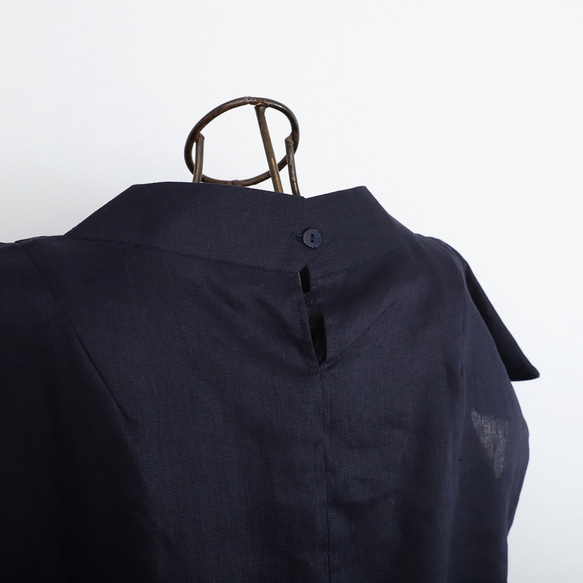 亞麻上衣優雅♪瓶頸上衣<Julia>海軍藍M尺寸 第13張的照片