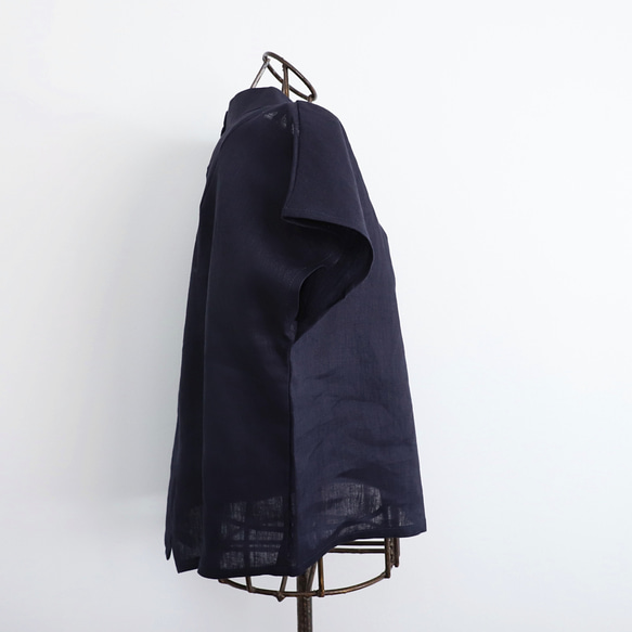 亞麻上衣優雅♪瓶頸上衣<Julia>海軍藍M尺寸 第10張的照片