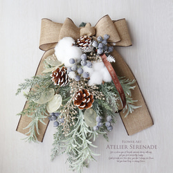 北欧ナチュラル* ジュートリボンのウィンタースワッグ アートフラワー