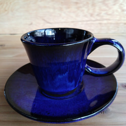 No38 青釉コーヒーカップ&ソーサー（中） ティーカップ 越智製陶所