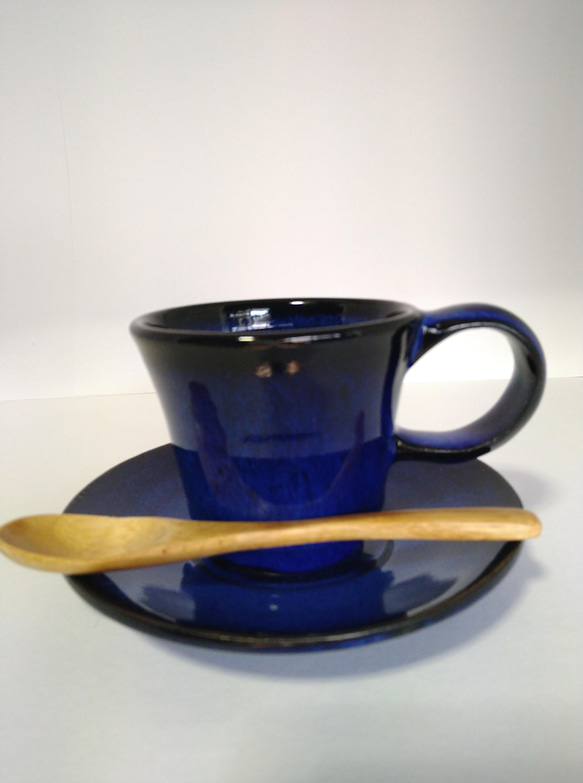 青釉コーヒーカップ&ソーサー          (No.7) 4枚目の画像