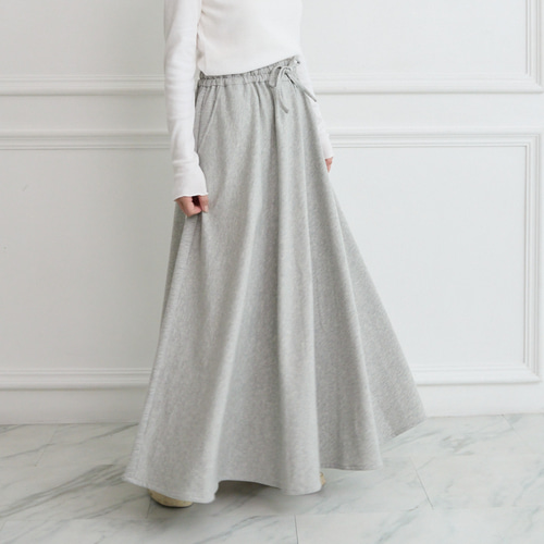 やわらか裏毛パイル素材 コットン スウェット フレアマキシスカート