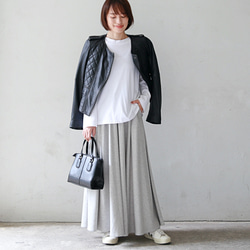やわらか裏毛パイル素材 コットン スウェット フレアマキシスカート　グレー　0086Grey 10枚目の画像