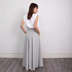 やわらか裏毛パイル素材 コットン スウェット フレアマキシスカート　グレー　0086Grey 13枚目の画像