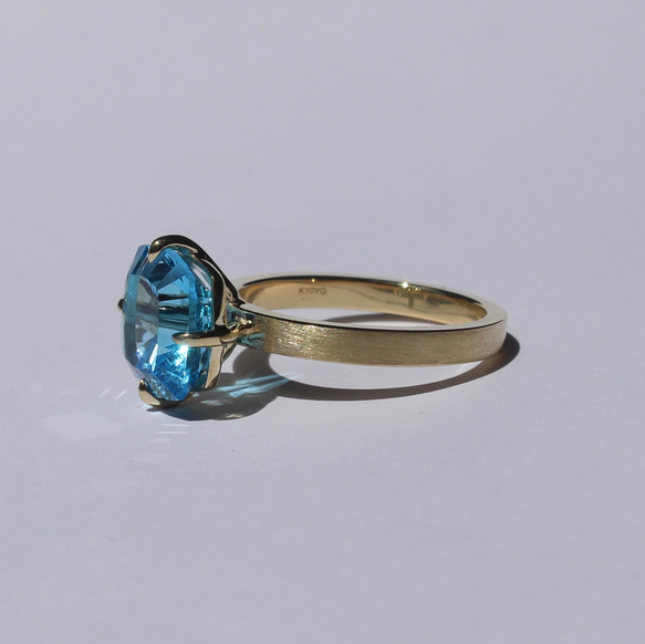 Blue Topaz, cushion concave / K10, K18, PT900 7枚目の画像