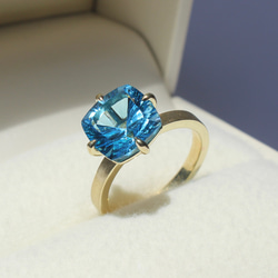 Blue Topaz, cushion concave / K10, K18, PT900 13枚目の画像