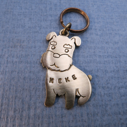 公子哥小雪 - 雪納瑞 黃銅寵物名牌 - 狗牌 吊飾 鑰匙圈 第1張的照片