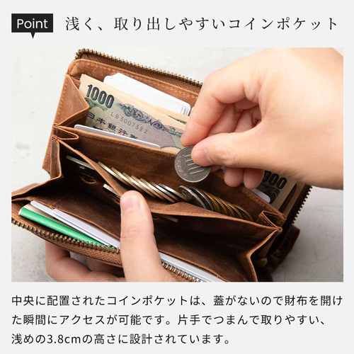 小さい長財布 TIDY2.0】長財布 コンパクト おすすめ キャメル HAW021