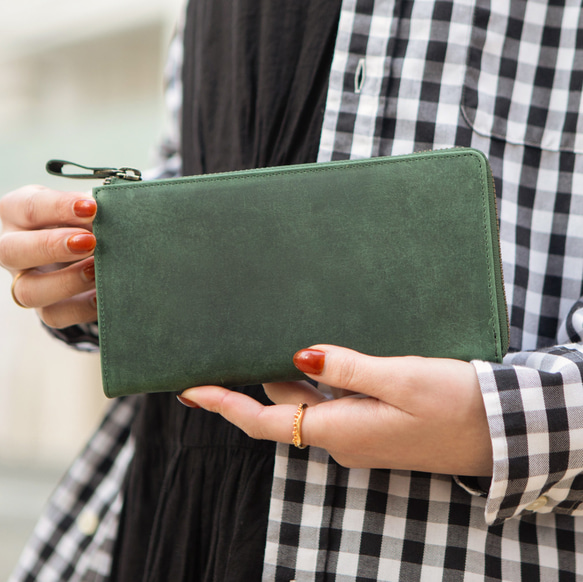 10%off タイムセール】 長財布 本革 TIDY メンズ レディース グリーン