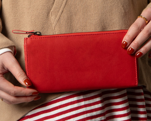 長財布　レッド ラウンド長財布 クラシックレッド ｜ 鎌倉のバッグ 鎌倉高野オンライン