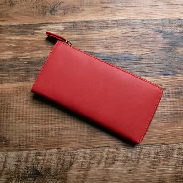 【限量特價】真皮TIDY長錢包，簡約設計，紅色，男女通用，HAW009 第3張的照片