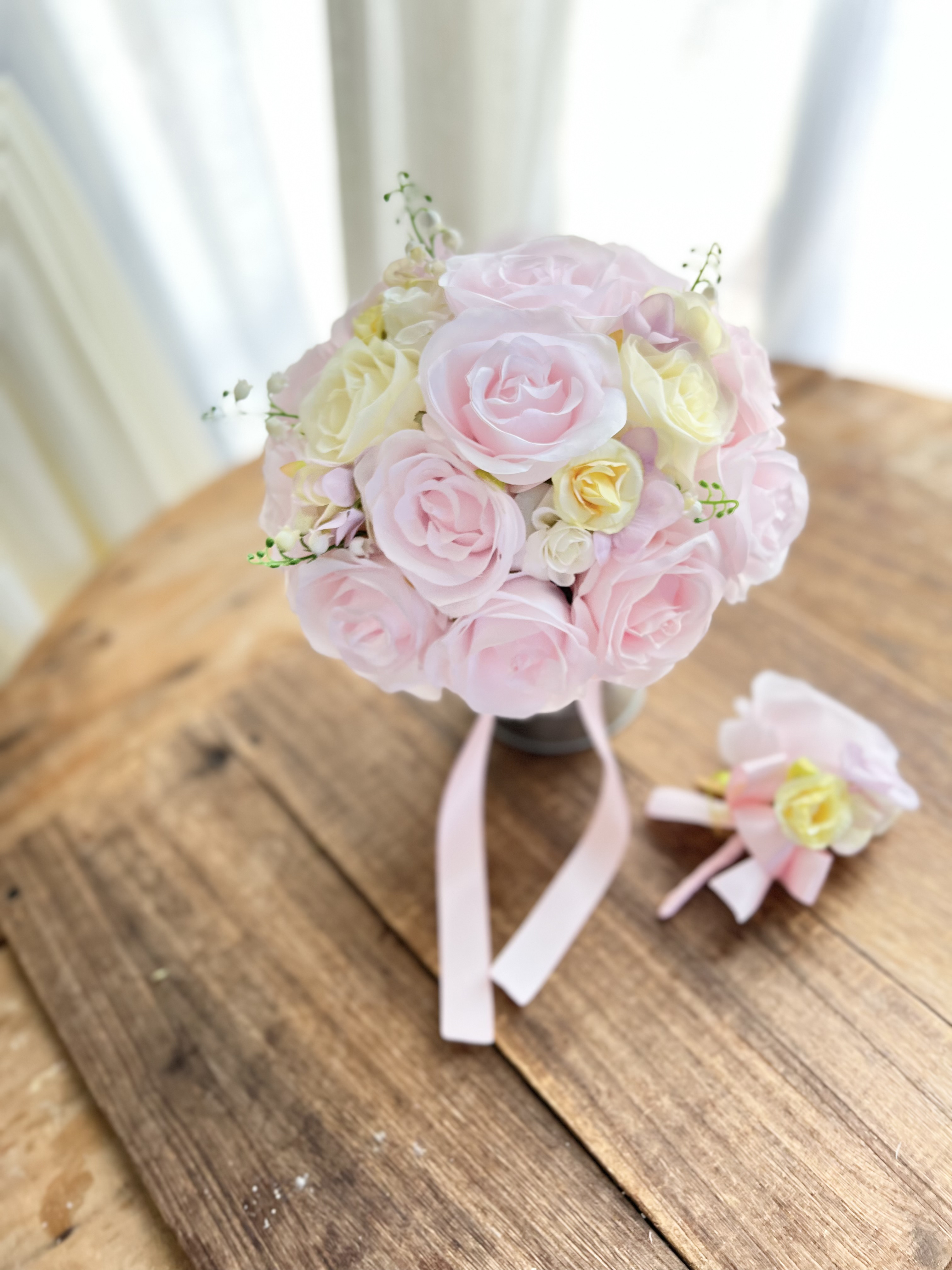 甘いピンクのラウンドブーケ☆