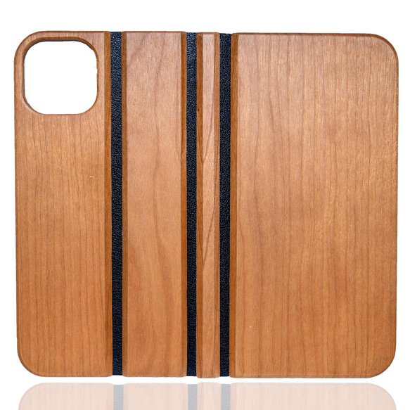 iPhone 天然木　手帳型　フルウッドケース　【当店オリジナル】(名入れ可+700円） 1枚目の画像