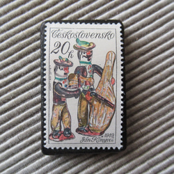 チェコスロバキア　切手ブローチ3582 1枚目の画像
