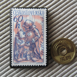 チェコスロバキア　切手ブローチ3585 3枚目の画像