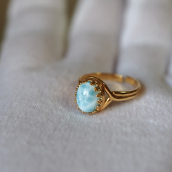 Morlinオリジナルデザインメキシコオパールとペリードットのリング18k