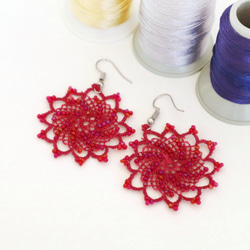 OYA Needlelace earrings [SPARKLE] Rose Pink 第2張的照片