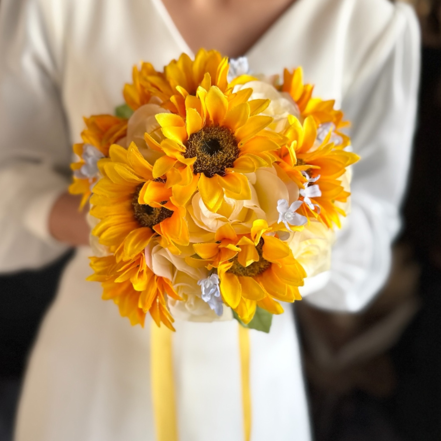 【人気】ひまわりのラウンドブーケ☆