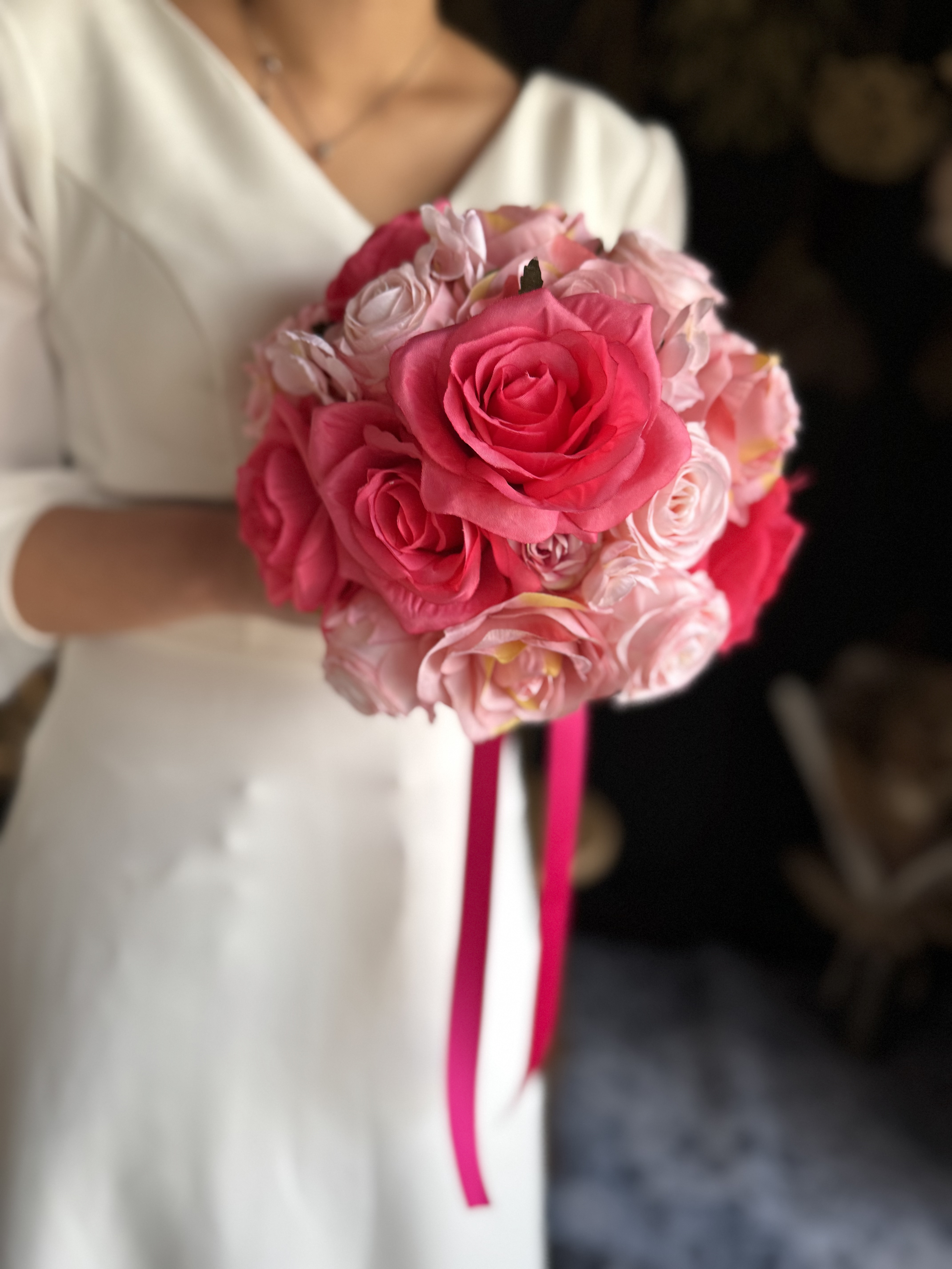 ピンク濃淡ラウンドブーケ☆