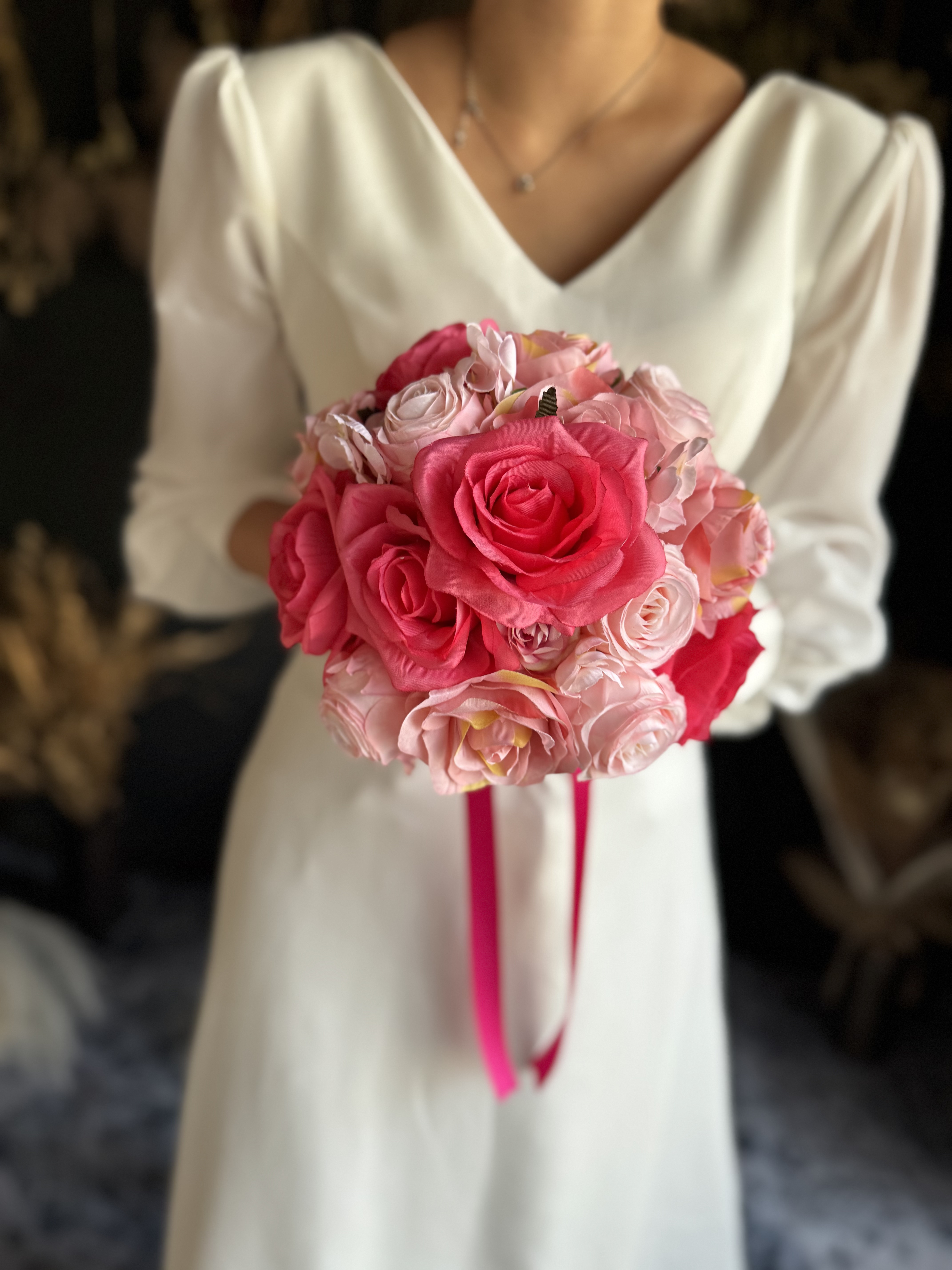 ピンク濃淡ラウンドブーケ☆