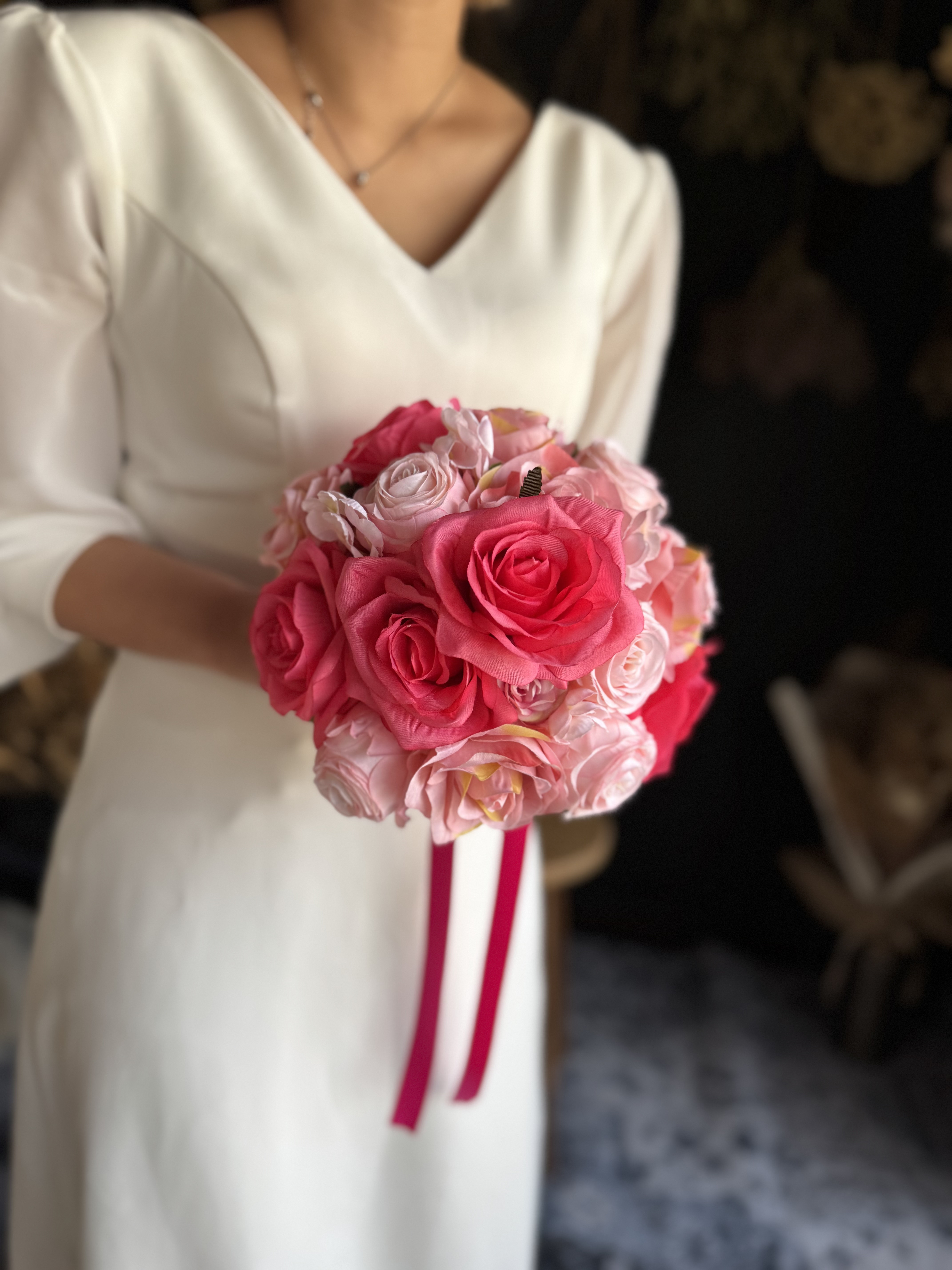 ピンク濃淡ラウンドブーケ☆