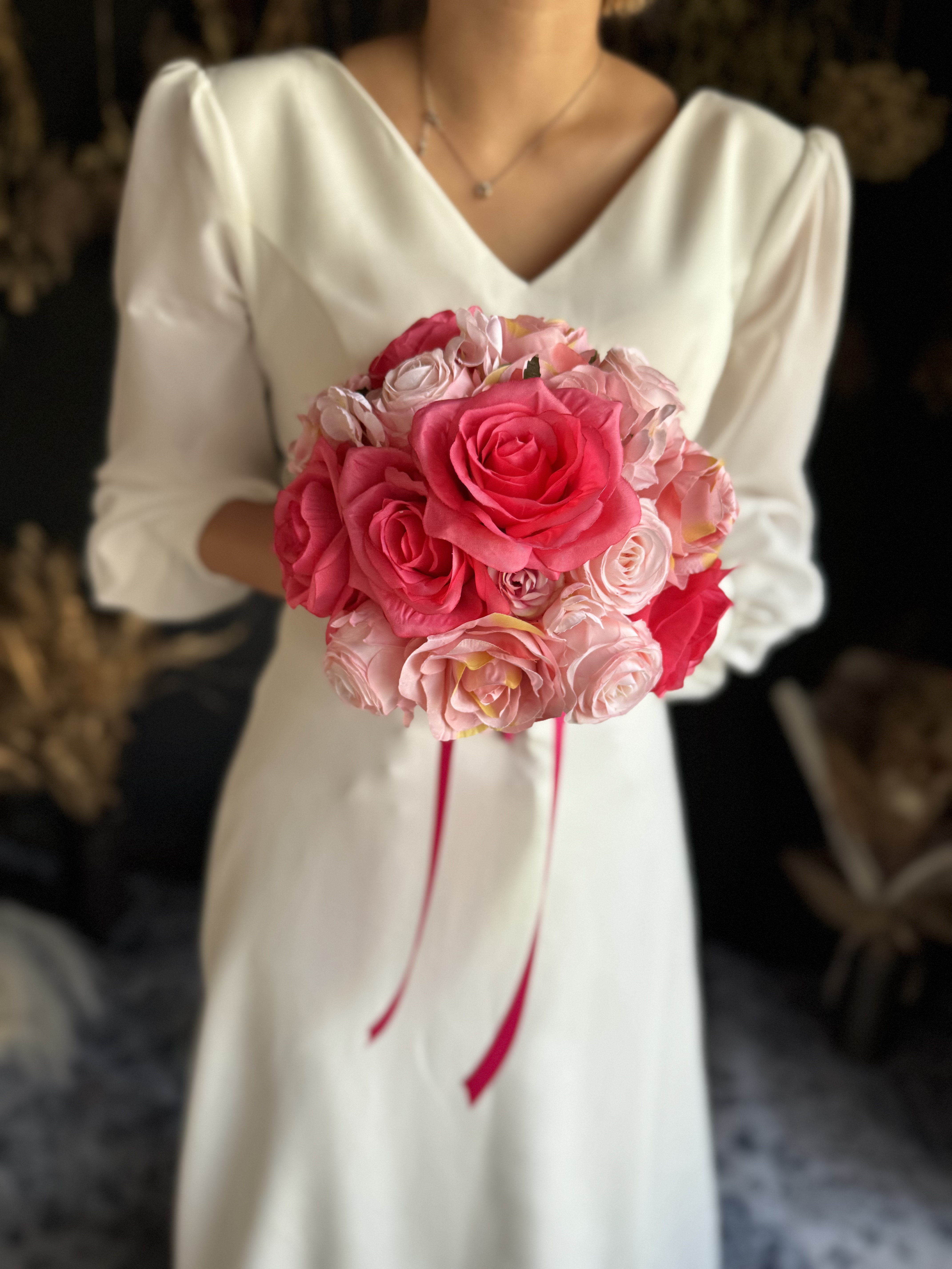 ピンク濃淡ラウンドブーケ☆