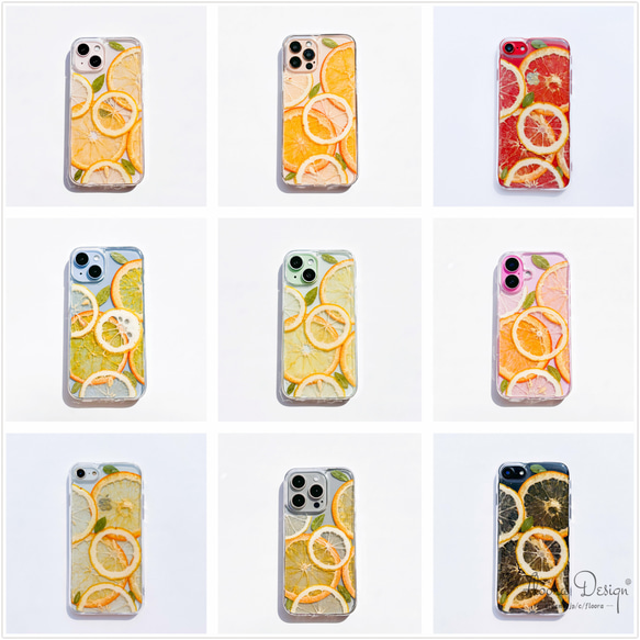 陽だまりの香り レモン オレンジ 押し花スマホケース 押し花 フルーツ 花 iPhone 16 15 14 Galaxy 5枚目の画像