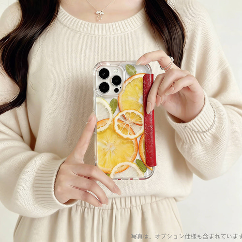 陽だまりの香り レモン オレンジ 押し花スマホケース 押し花 フルーツ