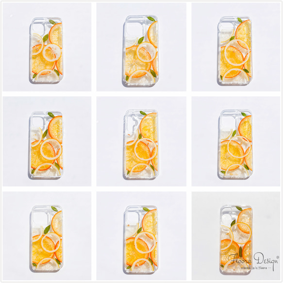 陽だまりの香り レモン オレンジ 押し花スマホケース 押し花 フルーツ 花 iPhone 16 15 14 Galaxy 4枚目の画像