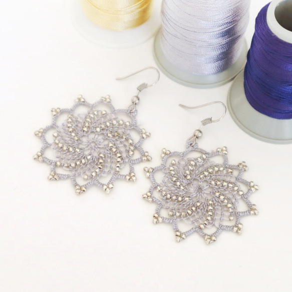 OYA Needlelace earrings [SPARKLE] Silver 第2張的照片