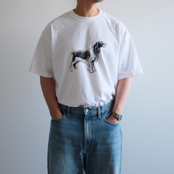 ヴィンテージライク オーバーシルエット半袖Tシャツ / DOG / ホワイト 1枚目の画像
