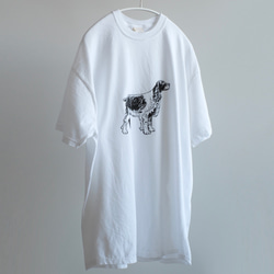 ヴィンテージライク オーバーシルエット半袖Tシャツ / DOG / ホワイト 2枚目の画像