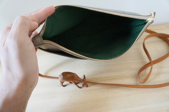 当店人気NO.1 浜松帆布サコッシュ (M)グレーベージュ 3枚目の画像