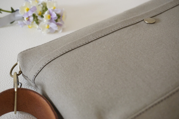 当店人気NO.1 浜松帆布サコッシュ (M)グレーベージュ 8枚目の画像